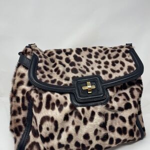 Paolo Masi Italian Leather Cheetah Print Shoulder Bag